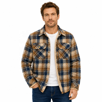 Veste matelassée en flanelle décontractée pour homme de haute qualité, à carreaux, boutonnée, avec poches avant surdimensionnées, légère et chaude
