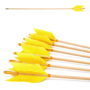 PG1ARCHERY Archery Target Flu-Flu Arrows,6 Pack Traditional Wooden Arrow 4 Feathers Fletching for Practice Targeting Hunting