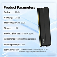 Bulk Wholesale Factory Price Asgard Hela 24GB DDR5 6000 CL42 SS Black Heatsink Desktop RAM Bulk Stock in Stock