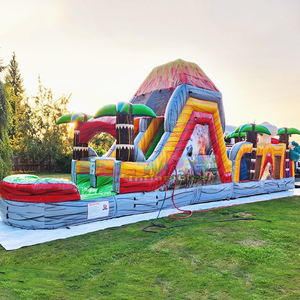 Pista de obstáculos inflable comercial de Jurassic Park para fiestas infantiles, casa de brinco inflable con pista de obstáculos para adultos - Product Image 1