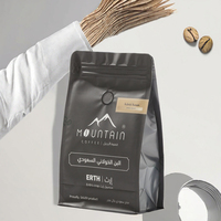 Sachets personnalisés à fond plat givré en papier kraft noir pour grains de café et sucre, avec fermeture éclair et valve de gaz, 250g, jetables