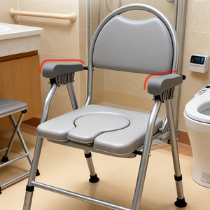 Indoor <b>commode</b> <b>chair</b> for seniors, home bathroom squat toilet <b>chair</b>, foldable, height-adjustable, portable toilet - Product Image 1