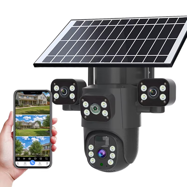 Eseecloud Ptz Outdoor Cctv Security Bullet Solar Camera 15mp 3lens Waterproof Night Vision Wireless Security Camera
