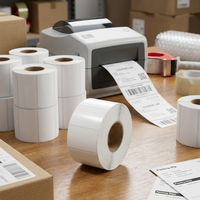 Étiquette autocollante en papier thermique sur mesure OEM, rouleau thermique direct, étiquette d'expédition, logistique, autocollant de code-barres