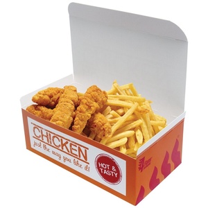 Boîte à poulet frit écologique avec logo imprimé, revêtement anti-humidité, fond robuste et capacité de charge élevée pour comptoir de supermarché et charcuterie - Product Image 1