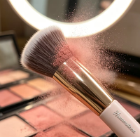 Pinceau de fond de teint professionnel à tête plate Kabuki, poils synthétiques doux pour le maquillage liquide, crème, poudre, outil de mélange, utilisation en salon