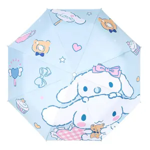 Senrio Vinyl Folding Automatic Kids Umbrella Hallokitty UV Protection Sunny Rainy Dual-use Compact Portable Umbrella for Girls