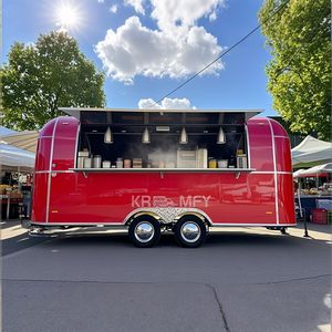 2025 Restaurant Small Fiberglass Trailers Retro Trailer Car <b>Mobile</b> Stainless Steel Food Truck OEM - Product Image 2