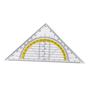 透明塑料刻度三角尺套装方形量角器