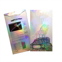 Boîte d'emballage de vente au détail suspendue en papier laminé mat holographique haut de gamme personnalisée pour verre trempé de protection d'écran de téléphone portable