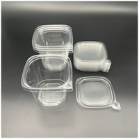 Conteneur carré en plastique PET transparent jetable de 24 oz, anti-effraction, pour biscuits, bonbons, fruits