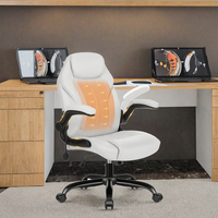 Chaise de bureau ergonomique de direction en cuir PU, accoudoirs relevables rembourrés, support lombaire réglable, inclinaison manuelle, base en nylon avec verrouillage.