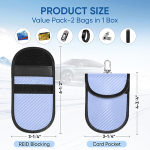 Pochette Faraday pour clé de voiture, protection anti-RFID, pochette antivol, anti-piratage, bloqueur de signal pour téléphone - Product Image 2