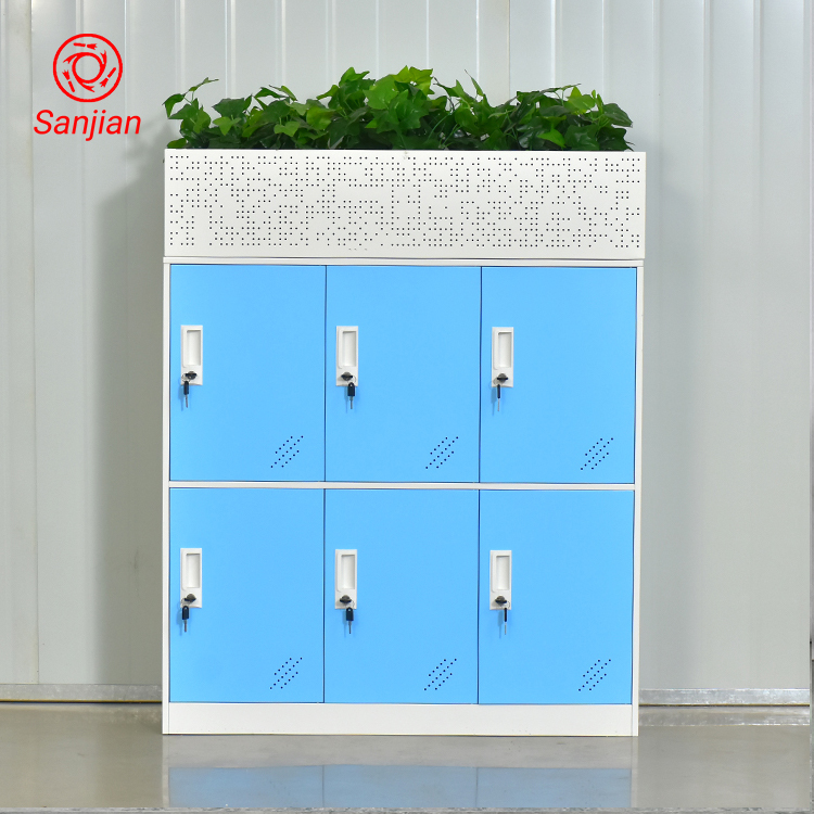 Sanjian modern Office Home top Decorative flowerpot metal planter cabinet multi-door steel low clothes storage cabinet locker