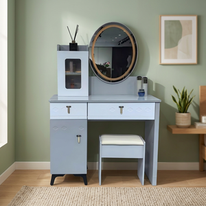 Table de maquillage moderne sur pied avec rangement, durable et écologique, pour chambre à coucher - Product Image 2