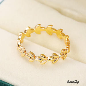 F844 Anello con motivo vegetale placcato in argento 925, anello romantico da donna, gioiello alla moda, regalo, senza intarsi di pietre - Product Image 6