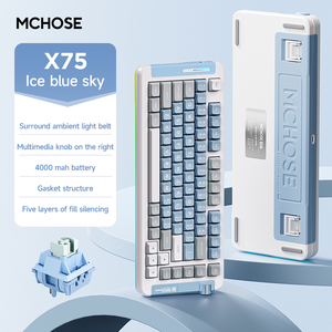MCHOSE X75 Wireless Gasket Mount Mechanical <b>Keyboard</b> Tri-mode Hot-Swappable Gaming Mechanical <b>Keyboard</b> - Product Image 6