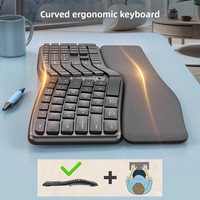 Vente directe usine : Ensemble clavier et souris ergonomique bimodal, étanche, rechargeable, avec repose-poignets silencieux pour ordinateur de bureau