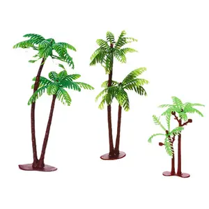 열대 정글 열대 우림 코코넛 나무 인공 식물 작은 나무 식물 장식품 공룡 케이크 토퍼 장난감