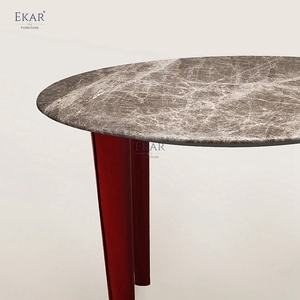 EKAR lusso sala da pranzo mobili <span class=keywords><strong>Lira</strong></span> tavolo arrotondato in marmo naturale gambe rivestite in pelle <span class=keywords><strong>per</strong></span> uso Villa - Product Image 2