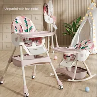 Chaise de salle à manger réglable en bambou pour enfants Table à manger portable pliable pour bébé pour l'alimentation combinée avec une chaise de salle à manger à roulettes
