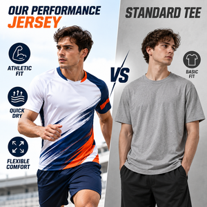 Maglia da Calcio Sportiva da Uomo a Maniche Corte, Traspirante e ad Asciugatura Rapida, per Squadre Ricreative, Bianca, Blu Navy, Arancione - Product Image 6