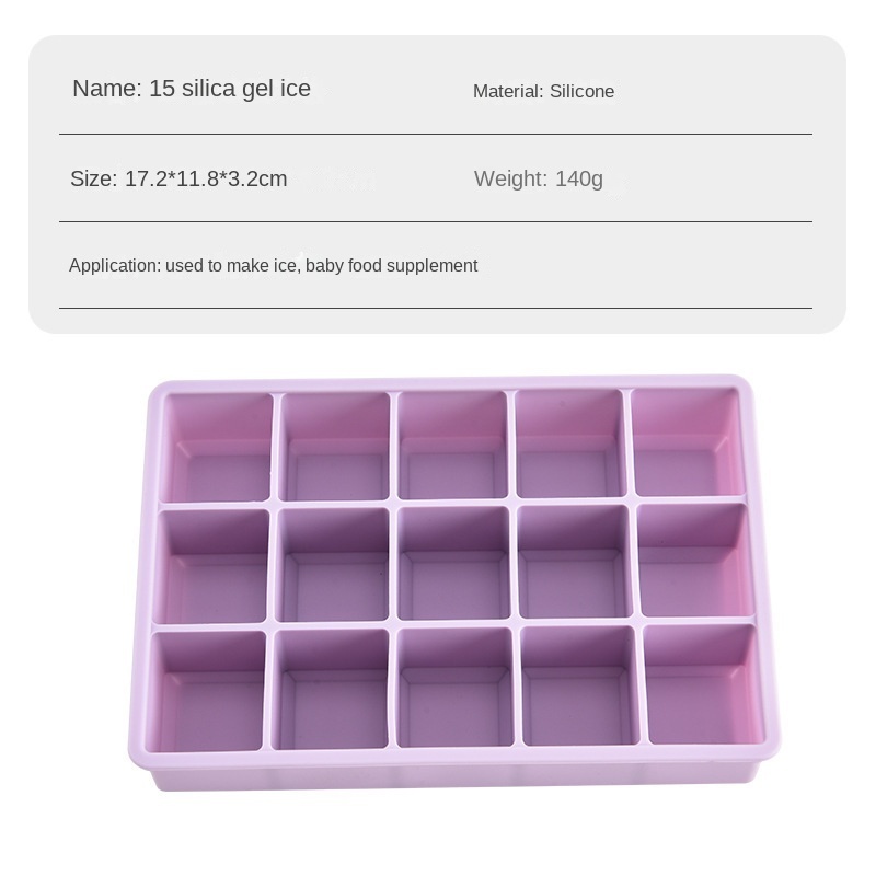 Bac à glaçons en silicone 15 grilles violet