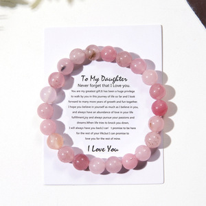 Colorful Natural Stone <b>Crystal</b> Beaded Elastic <b>Bracelet</b> With Card For Mom Gift Women's Jewelry - Product Image 3