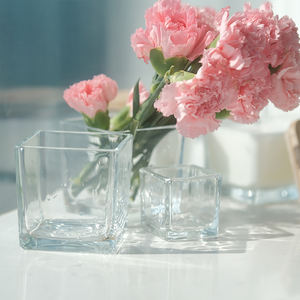 Portacandele <span class=keywords><strong>in</strong></span> Vetro Cubico all'Ingrosso, <span class=keywords><strong>Vaso</strong></span> Quadrato per Fiori da Matrimonio, Barattolo <span class=keywords><strong>in</strong></span> Vetro Quadrato per <span class=keywords><strong>Candele</strong></span> Profumate - Product Image 1