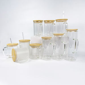 Taza de café de vidrio esmerilado sublimatable, vaso transparente de sublimación con mango, venta al <span class=keywords><strong>por</strong></span> <span class=keywords><strong>mayor</strong></span>, 17oz - Product Image 2