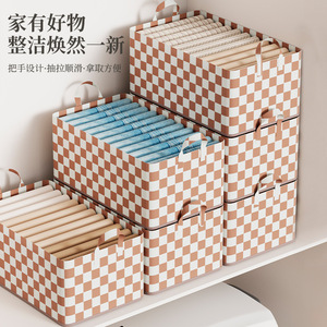 Clothing Organizer Rectangle Storage <b>Box</b> Lattice Pattern 27L Steel Frame Pants Storage Basket Household <b>Wardrobe</b> Use - Product Image 2