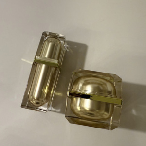 Botella Acrílica Dorada de Lujo, Carcasa Exterior Cuadrada Transparente, Carcasa Interior Blanca, Capacidad de 30 ml, 60 ml, 100 ml, 120 ml, Bomba de Espuma para Loción de Ojos - Product Image 2