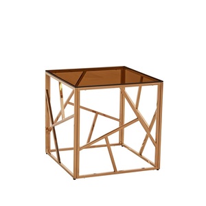 Mesa de Centro <span class=keywords><strong>Nico</strong></span> Square de Acero Inoxidable, Mesa Auxiliar Italiana - Product Image 2