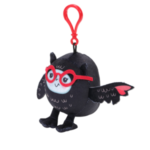 Portachiavi in peluche a forma di <span class=keywords><strong>gufo</strong></span> <span class=keywords><strong>nero</strong></span> con motivo cartone animato, personalizzabile OEM/ODM, stampa personalizzata, morbido, da appendere - Product Image 1