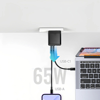Pengisi Daya Tahan Api GaN 65W Dual Type-C Colokan AS Adaptor Pengisian Cepat PD Pengisi Daya Portabel Khusus untuk Perjalanan untuk Earphone