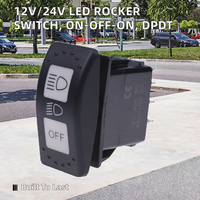 Interrupteur à bascule 12V/24V CC SPST ON-OFF DPDT 8 broches 20A avec LED, étanche IP68, en laiton, à brancher, 50000 cycles, pour automobile et marine YUHE