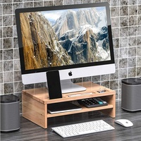 Bamboe bureau computermonitor verhoger met opbergorganizer 2 planken voor iMac printer laptop standaard
