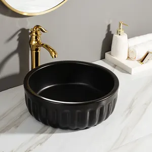 Chaozhou sanitary ware porcelain matte black color single fire bathroom wash hand basins