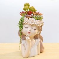 Vas Pot Bunga Resin Gaya Nordik Eropa Kreatif dengan Desain Gadis Peri untuk Tanaman Sukulen-Merek VBD Hadiah Meja