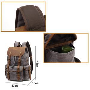 Droshipping Retro Style <strong>Brown</strong> Leather <strong>Backpack</strong> Bag Men's Genuine Leather Canvas Laptop <strong>Backpack</strong> for Travel Fashion <strong>Backpack</strong> - Product Image 6