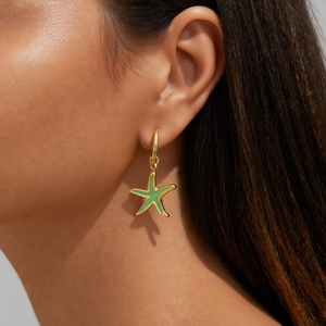 Starfish Drop <b>Earrings</b> Gold Plated Stainless Steel Sustainable Resistant Fashion Jewelry - Product Image 3