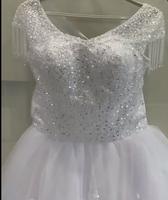 NOUVEAUTÉ 2022 : Robe de Mariée Blanche Tendance pour Femme, Manches Courtes à Glandes, Robe de Mariée Classique à Traîne