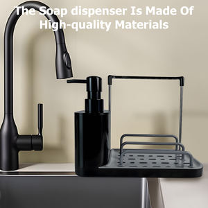 Distributeur de savon de cuisine rectangulaire transparent avec porte-éponge - Compatible liquide <span class=keywords><strong>vaisselle</strong></span>/gel douche - Product Image 6