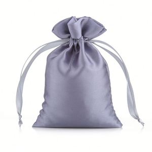 Design Large Size Packaging Pouch Gift Cosmetic Jewelry Pouch Silk Printed Satin Pouch <b>Bag</b> With <b>Drawstring</b> - Product Image 5
