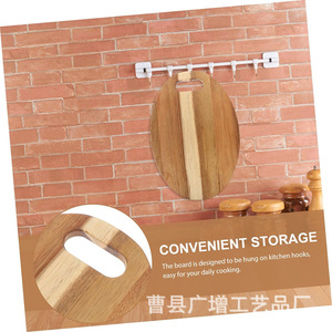 Acacia <b>Wood</b> Cutting Board Oval With Handle Solid <b>Wood</b> Chopping <b>Block</b> For Kitchen Use - Product Image 3