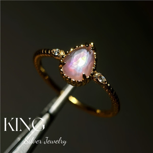 Bague Goutte d'Eau en Argent Plaqué Or avec Nacre Rose pour Femme - Collection King Silver Jewelry - Product Image 2