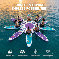 Plateforme de fitness flottante professionnelle gonflable SUP Yoga Link Island, tapis aquatique connectable pour l'entraînement en salle de sport