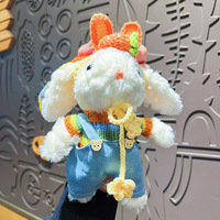 Porte-clés en peluche Princesse Lapin à longues oreilles avec dragonne, cadeau de fête pour filles, 16,5 cm