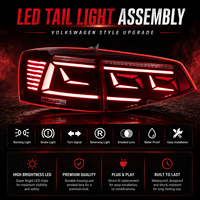 Feux arrière à LED rouges BK pour Jetta 6 2009-2012 – Nouveaux, haute performance, DRL, clignotants séquentiels, Plug & Play