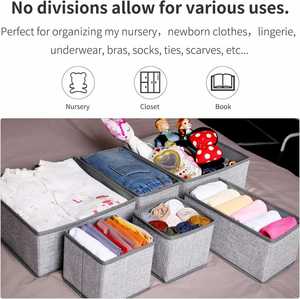 Customizable Light Grey Cloth Rectangle Sewing <b>Drawer</b> Divider <b>Storage</b> <b>Boxes</b> Foldable 5-Layer Floor Type Closet Organizer Bin - Product Image 6